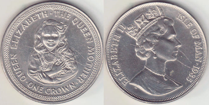 1985 Isle of Man Crown (Queen Mother-Young) Unc A005675